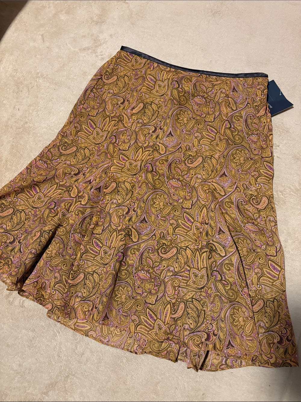 Liz Claiborne Paisley A-Line Skirt in Autumn and Pink tones